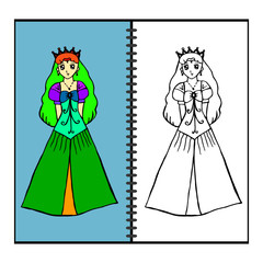 queen hand drawn for kid coloring
