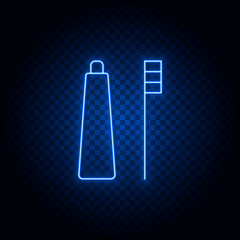 brushing teeth, cleaning mouth neon icon. Blue neon vector icon