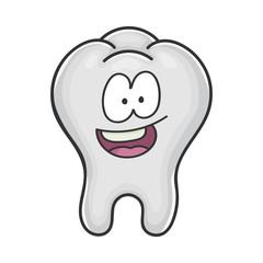 Happy cute smiling tooth cartoon