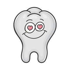 In love cute smiling tooth cartoon