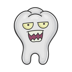 Angry funny tooth cartoon character