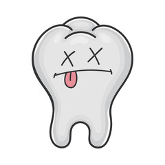 Dead funny cute tooth cartoon