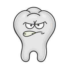 Angry funny tooth cartoon character
