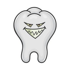 Evil smiling grin tooth cartoon