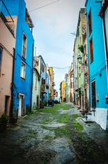 Obraz premium Picturesque street of tiny Bosa town, Sardinia island