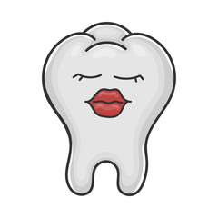Female red lips tooth cartoon