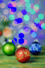 Fototapeta premium christmas decoration, Christmas balls against bokeh background