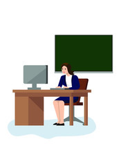 picture of a woman teacher in material design style.