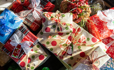 Pile of Christmas gifts 