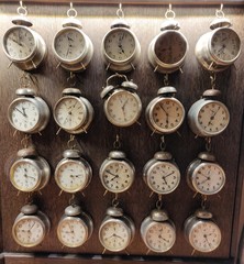 closeup of old clocks