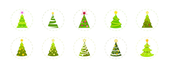 Obraz premium christmas tree flat icon set