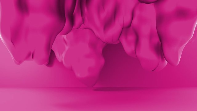 Pink liquid wave 3d surface animation. Liquid geometry objects. Abstract seamless loop backdrop. 4k.