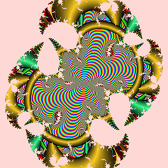 Obraz premium Gold green abstract background with floral elements