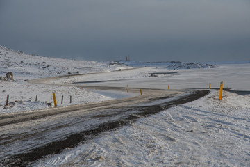 The road towards Hvalnes lighthouse in south Iceland