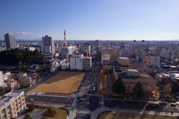 宇都宮市　栃木県庁から見た街並み
