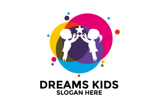 Reaching the Star logo, logo for online learning, vector graphics, Kids Dream logo, Reach Dreams logo