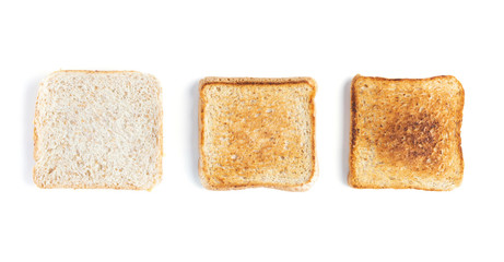 slices toast bread 3 level toast isolated on white