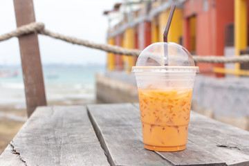 Thai milk Tea on Restaurant out door View