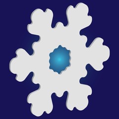 Simple, beautiful snowflake on blue background.