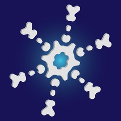 Christmas paper snowflake on blue background.