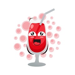 cute expressions apple juice mascot design vector