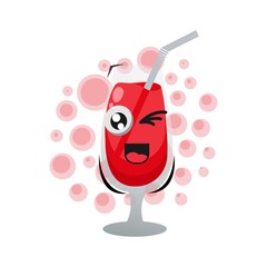 cute expressions apple juice mascot design vector