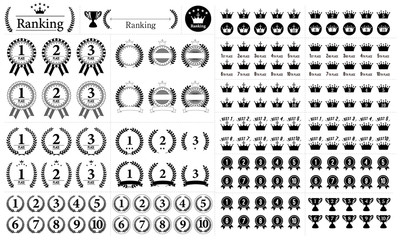 Assortment of Black and White Ranking Icon Materials