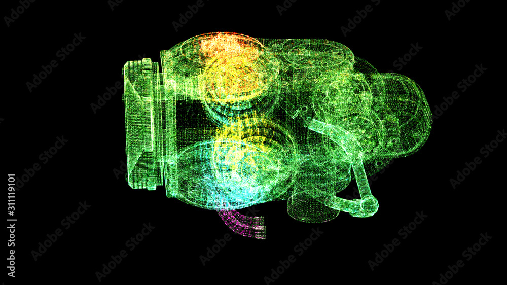 Fototapete Futuristic user interface head up display Holographic electromagnetic mechanical system and digital data telemetry information display for digital background computer desktop display screen