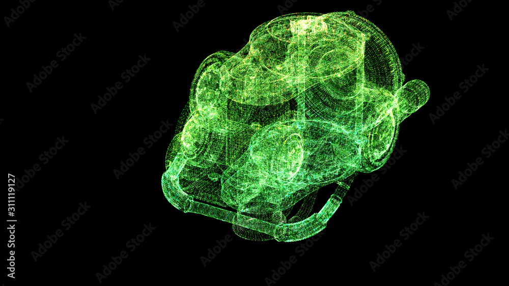 Fototapete Futuristic user interface head up display Holographic electromagnetic mechanical system and digital data telemetry information display for digital background computer desktop display screen
