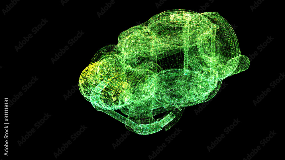 Fototapete Futuristic user interface head up display Holographic electromagnetic mechanical system and digital data telemetry information display for digital background computer desktop display screen
