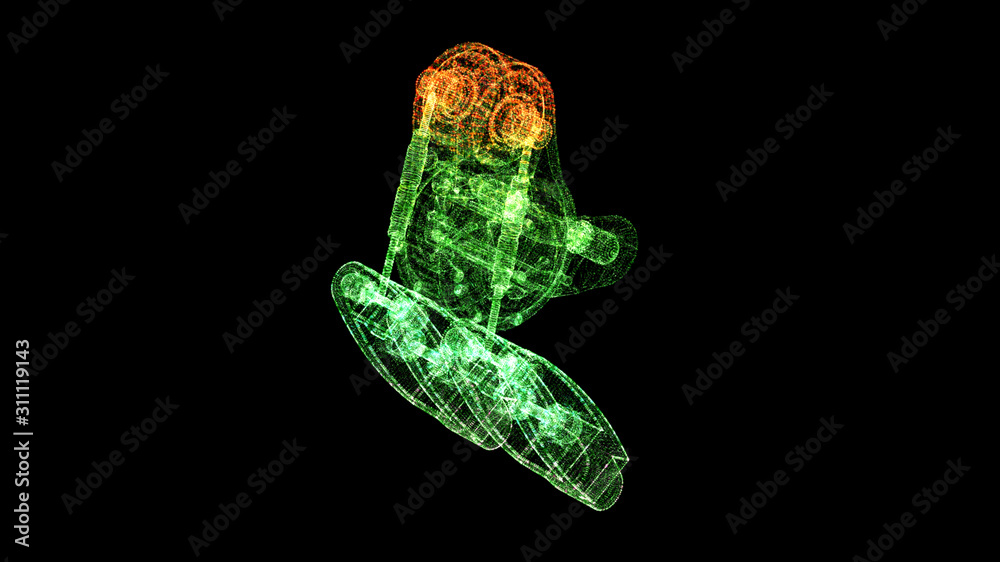 Fototapete Futuristic user interface head up display Holographic electromagnetic mechanical system and digital data telemetry information display for digital background computer desktop display screen