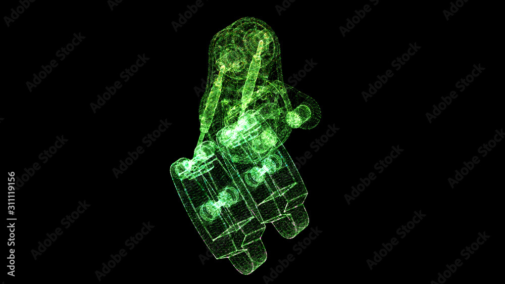 Fototapete Futuristic user interface head up display Holographic electromagnetic mechanical system and digital data telemetry information display for digital background computer desktop display screen