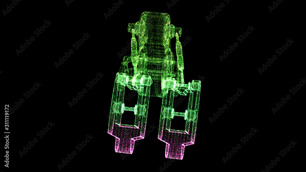 Fototapete Futuristic user interface head up display Holographic electromagnetic mechanical system and digital data telemetry information display for digital background computer desktop display screen