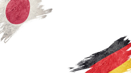Flags of Japan and Germany on White Background