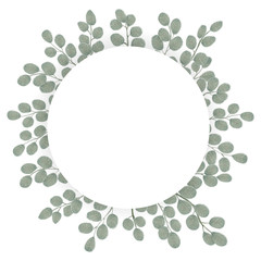 Vector horizontal banner template with hand drawn eucalyptus branch illsutration with watercolor imitation on white background. Best for flyer, posters or web design. Stock illustration.