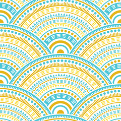Ethnic circle shapes seamless geometric pattern.