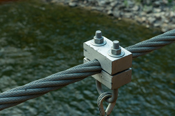 Cable Attachment on the Historic Stoddard Pack Bridge Across the Salmon River near North Fork, Idaho in 2013. The bridge was destroyed in 2017.