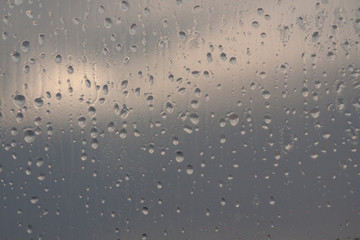 Frozen drops of water on the window
