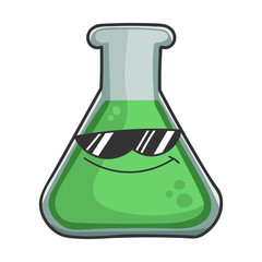 Cool sunglasses smiling science test tube cartoon