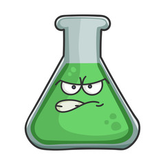 Angry science test tube cartoon