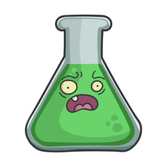 Scared science test tube cartoon