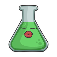 Female red lips science test tube cartoon