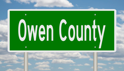 Rendering of a gren 3d highway sign for Owen County