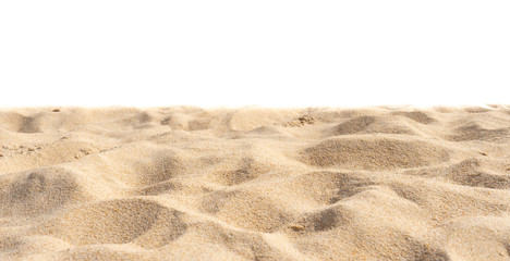 Beach sand texture di-cut isolated on white. - obrazy, fototapety, plakaty