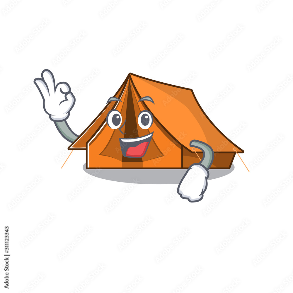 Canvas Prints Camping tent Scroll mascot design making an Okay gesture