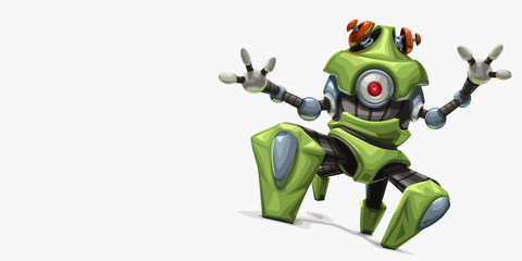 modern green four leg robot