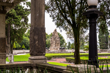 Fototapeta na wymiar Historic builing at the Chapultepec Castle. Located on top of Chapultepec Hill in the Chapultepec park in downtown of Mexico city.