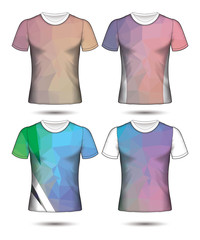  t-shirt templates abstract geometric collection of different colors polygonal mosaic