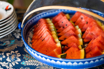 slide watermelon fruit for eat