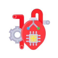 Artificial heart vector, Future technology flat design icon